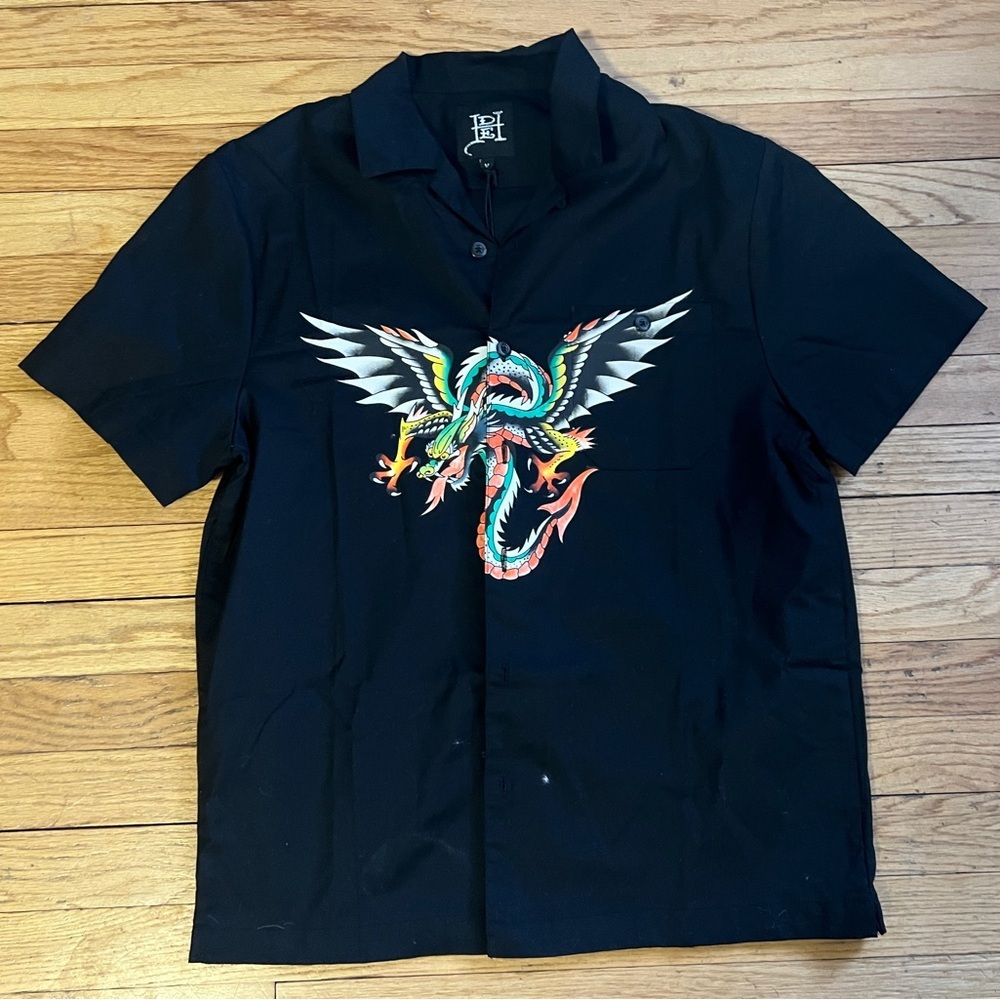 Ed Hardy Black Dragon Graphic Shirt Medium